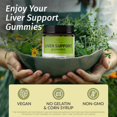 HERBAMAMA Liver Support Gummies close-up showing soft, apple-flavored chews