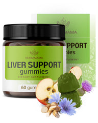 HERBAMAMA Liver Support Gummies bottle with vegan apple-chews for daily wellness
