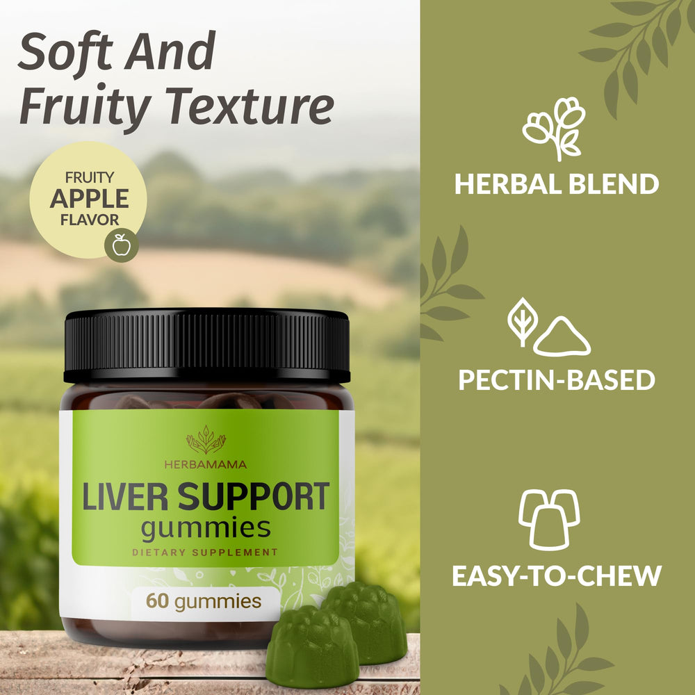 HERBAMAMA Liver Support packaging front with vegan and non-GMO labels