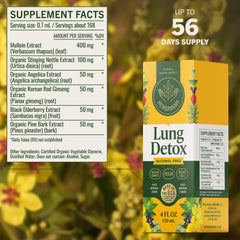 Glass of water with HERBAMAMA Lung Cleanse Drops for daily intake.