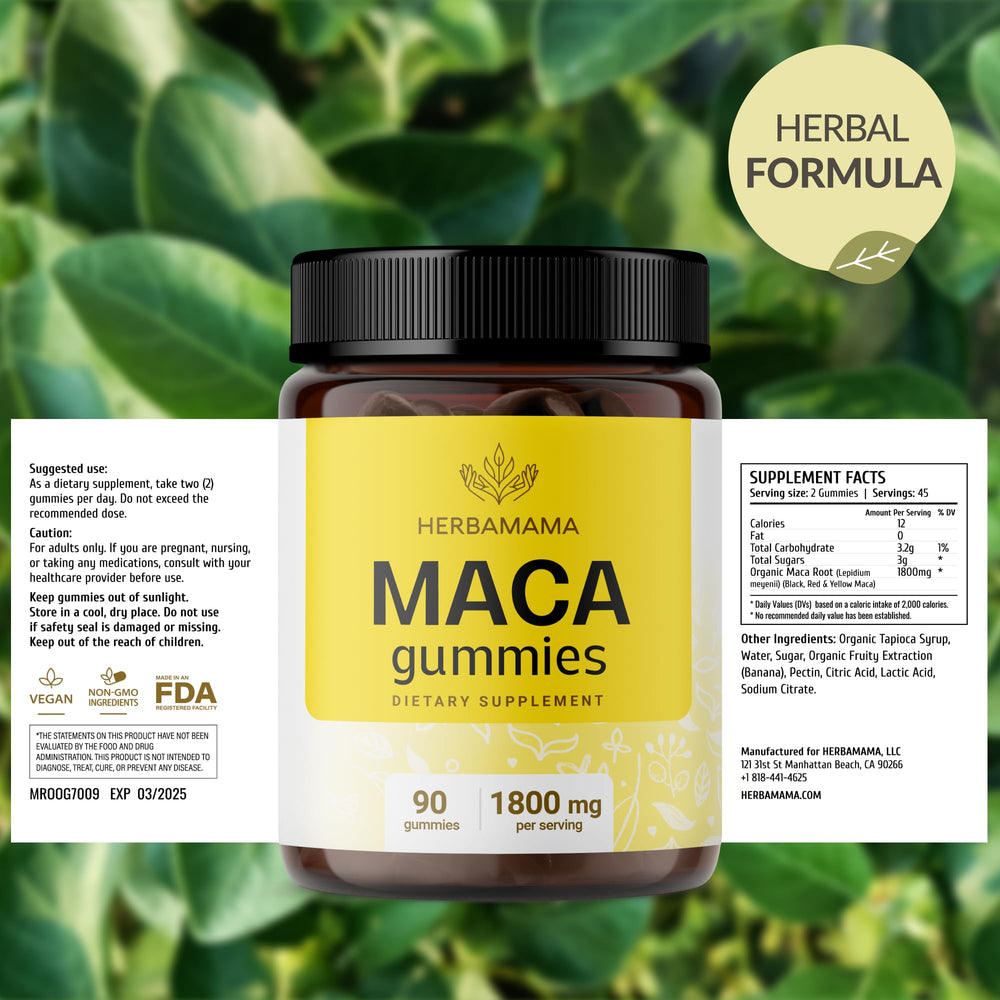 HERBAMAMA Maca Root Gummies 1800mg extract per serving