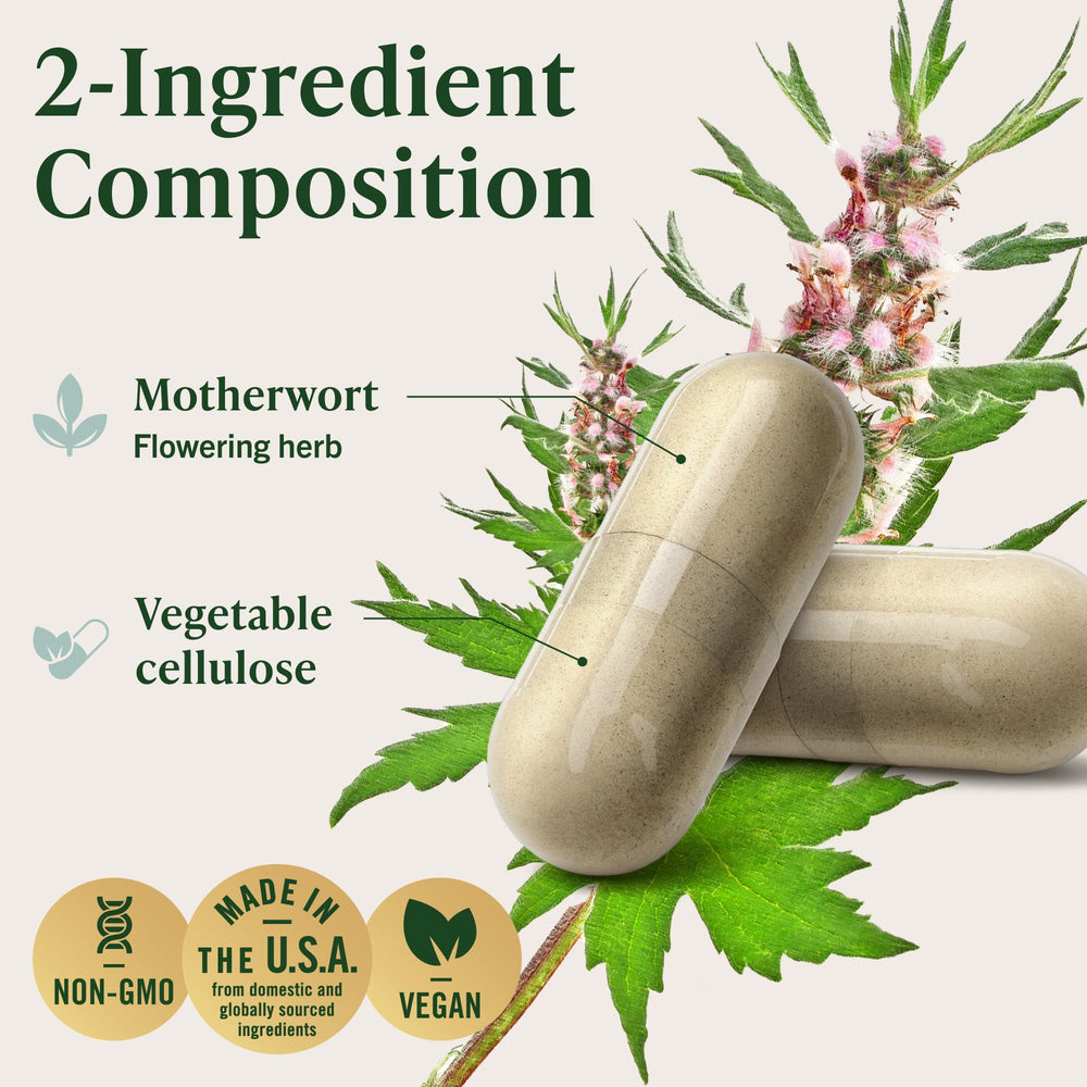 Travel-friendly HERBAMAMA motherwort capsules ready for daily routine