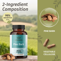 HERBAMAMA pine bark powder visual showcasing natural ingredient.