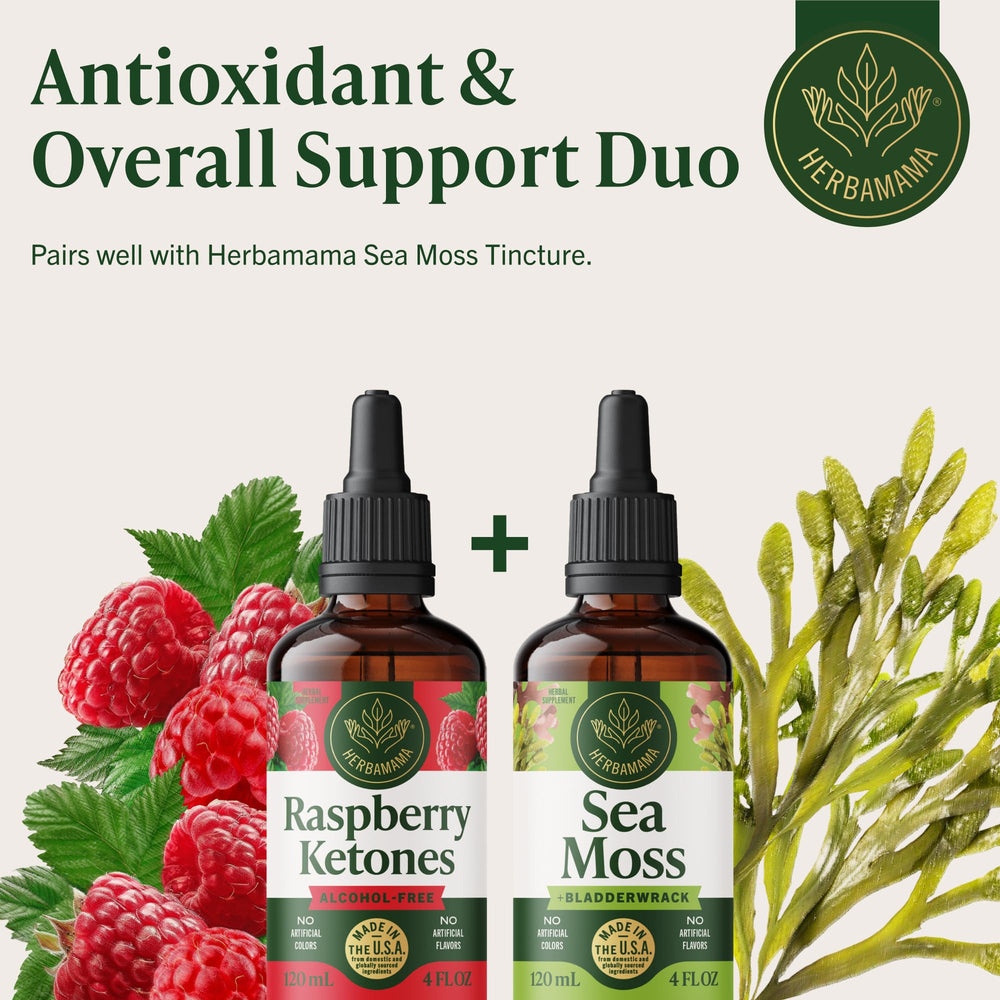 HERBAMAMA Raspberry Ketones daily-use guidance shows two daily servings.
