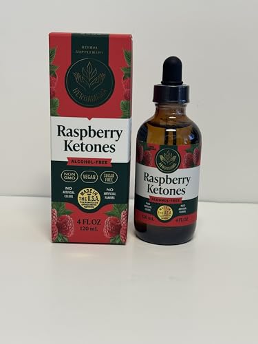 HERBAMAMA Raspberry Ketones drops in a glass illustrate quick absorption potential.