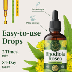 Vegan, non-GMO HERBAMAMA Rhodiola tincture bottle.