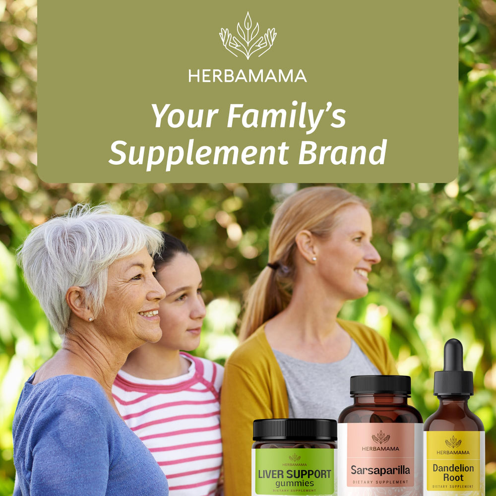 HERBAMAMA Sarsaparilla capsule in hand, convenient daily dose.