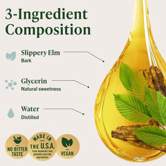 Drops poured into a glass, smooth taste with no alcohol
