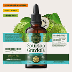 HERBAMAMA Soursop drops bottle with lifestyle setting for daily routine.