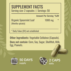 HERBAMAMA Spearmint Leaf Capsules being poured into water for easy daily use.