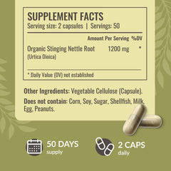 Herbamama stinging nettle capsules front label focuses on simple two-ingredient formula.