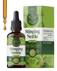 HERBAMAMA Stinging Nettle tincture bottle shows vegan urinary support benefits.