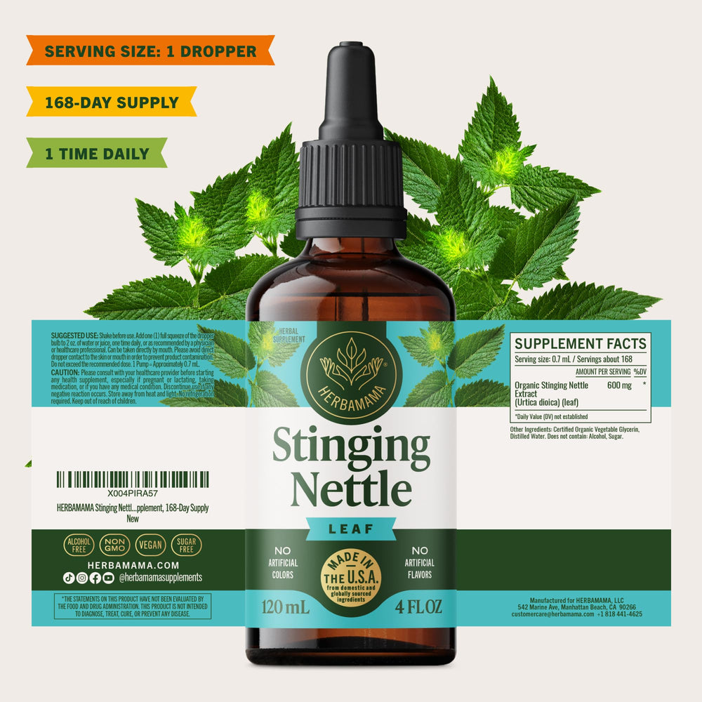 HERBAMAMA daily-use tincture demonstrates convenient routine.