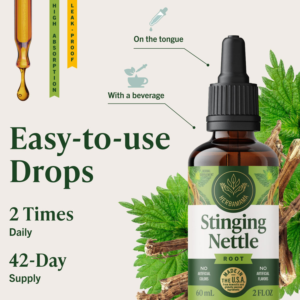 HERBAMAMA label detail reveals the simple three-ingredient nettle formula.