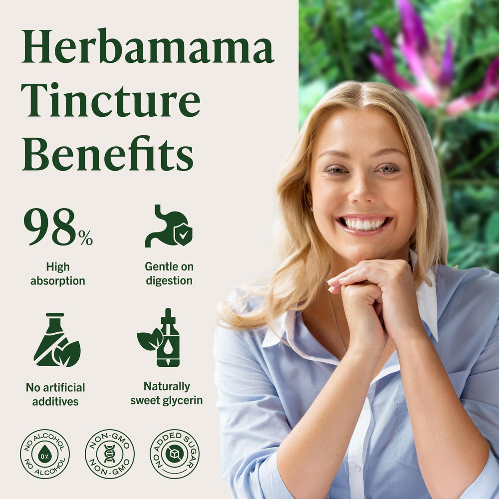 HERBAMAMA tincture added to water or juice for easy ingestion.