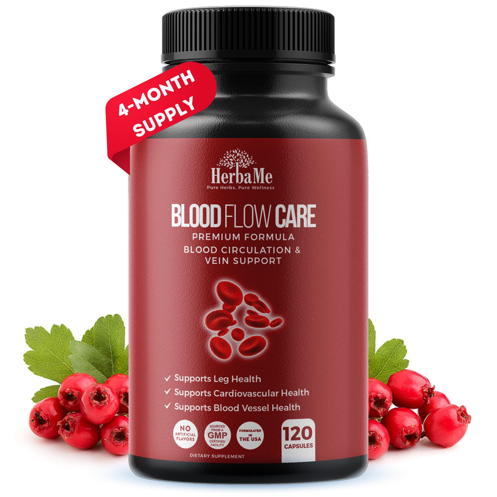 HerbaMe Blood Flow bottle front for daily circulation support