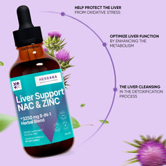Herbana Liver Support NAC label closeup showing key ingredients for liver-friendly use.