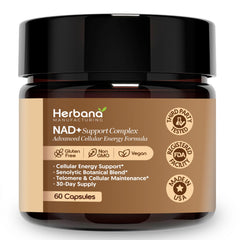 Herbana NAD+ Support Complex bottle front for daily energy support.
