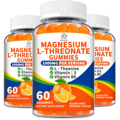 Herbance Magnesium L-Threonate Gummies bottle shows orange flavor for daily use.