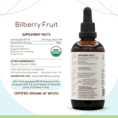 HerbEra Bilberry dried fruit label showing organic origin and identity