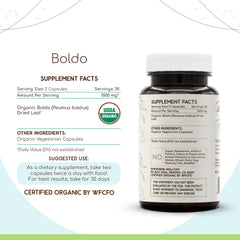 HerbEra Boldo capsules ingredients label highlights organic plant-based content