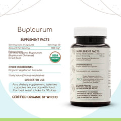 HerbEra Bupleurum label shows organic certification and quality controls.