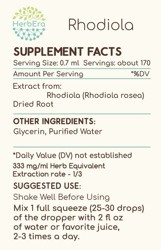 HerbEra Rhodiola rosea dried root close-up highlights high-quality sourcing.