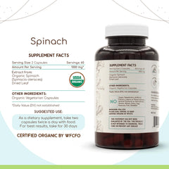 HerbEra spinach dried leaf packaging emphasizing organic origin and USA-made quality