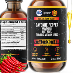 HERBIFY Cayenne Pepper Drops bottle for digestion and energy support