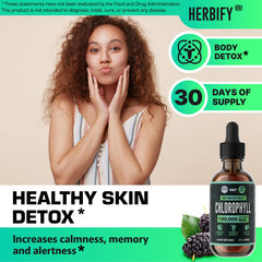 HERBIFY Chlorophyll Drops dropper close-up highlights immune support potential.
