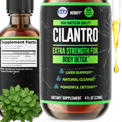 HERBIFY Cilantro Tincture bottle supports antioxidant-rich detox daily wellness.