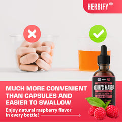 HERBIFY Lions Mane dropper delivering a measured dose for focus