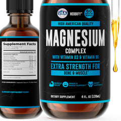 HERBIFY Magnesium Complex Drops bottle with dropper for easy dosing and quick absorption.