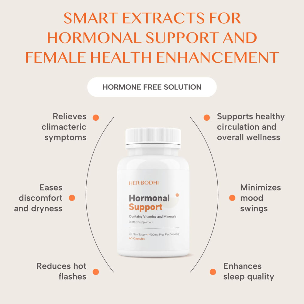 Her Bodhi Hormonal Support label close-up highlighting key ingredients