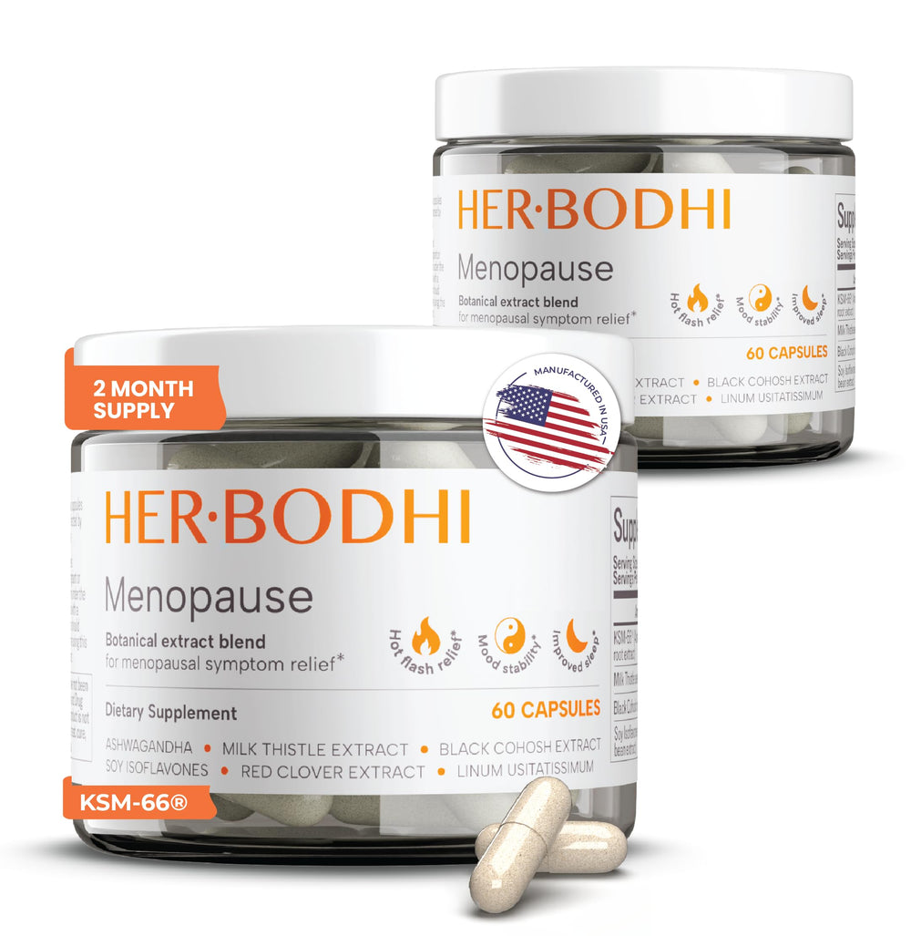 Her Bodhi MENO bottle front view for menopause support and daily balance.
