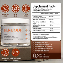 Her Bodhi MENO ingredient art evokes natural menopause support.