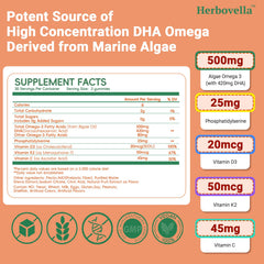 Herbovella algae omega-3 kids gummies bottle front shows 120-count supply