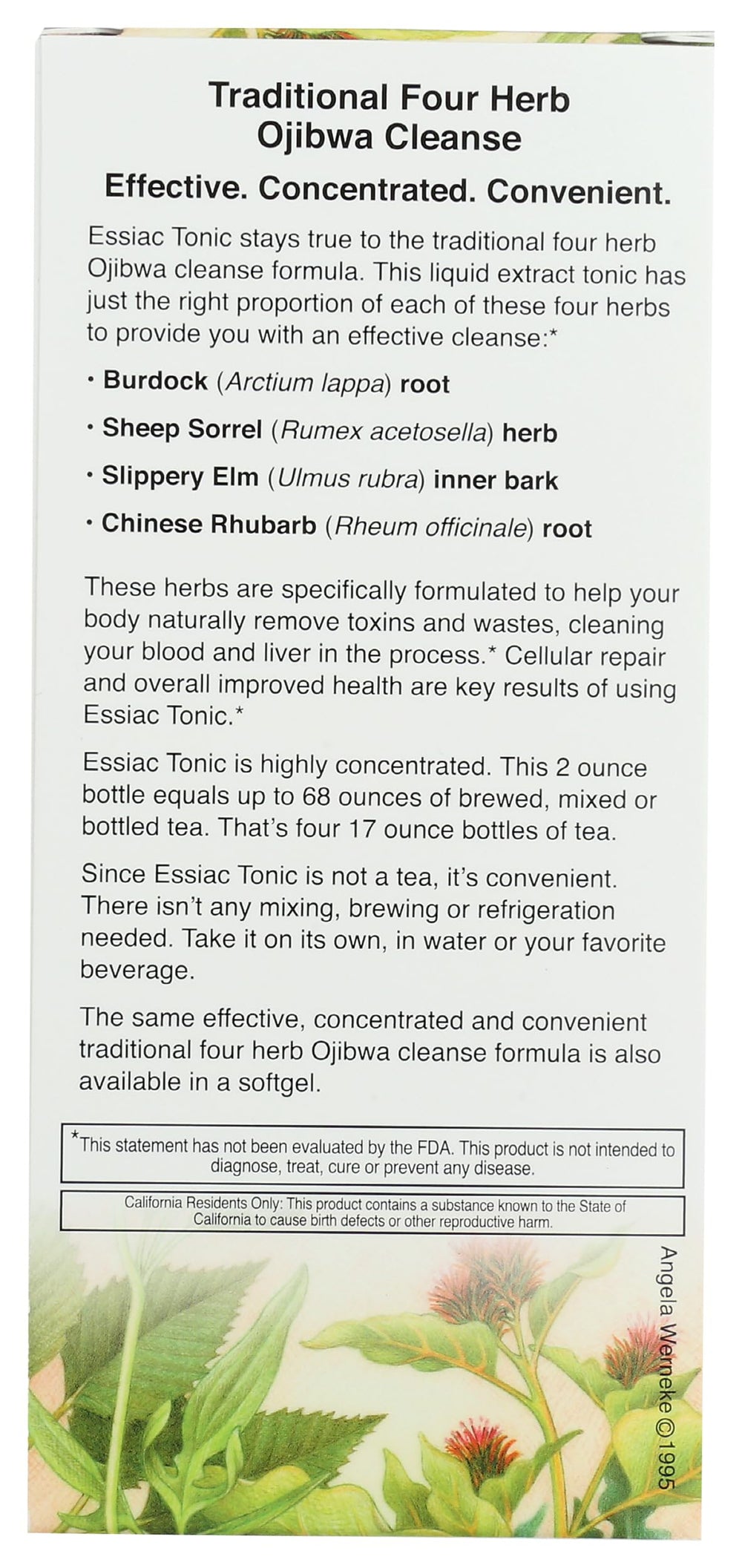 Herbs Etc. Essiac Tonic label closeup highlighting Ojibwa cleanse concept for informed use.