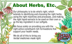 Herbs Etc. Essiac Tonic label closeup emphasizes traditional Four Herb Ojibwa cleanse heritage.