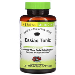 Herbs Etc. Essiac Tonic Softgels bottle front view, convenient herbal capsules for daily cleansing.