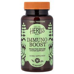 Herbs Etc. Immunoboost bottle label highlighting echinacea and calendula for immune support.