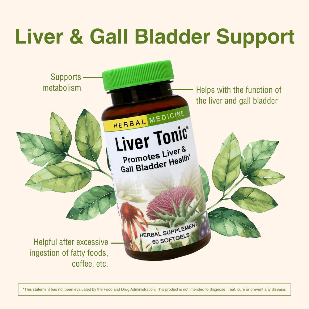 Herbs Etc. Liver Tonic with Oregon grape illustrating herbal balance for digestion.