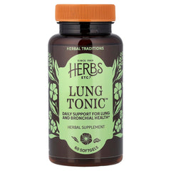 Herbs Etc. Lung Tonic bottle showcasing organic herbs for bronchial support.