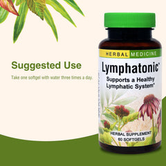 Herbs Etc Lymphatonic bottle with dosage instructions visible