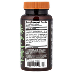 Herbs Etc. Peak Defense bottle label close-up highlighting gluten-free formulation.
