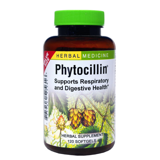 Herbs Etc. Phytocillin bottle packshot for respiratory and digestive support.