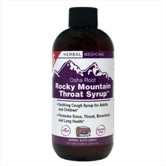 Herbs Etc. Rocky Mountain Throat Syrup bottle for soothing throat comfort.