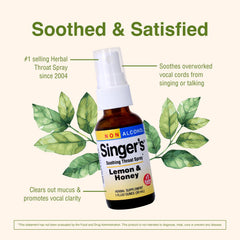 Hands applying Herbs Etc. Singer's Saving Grace spray.