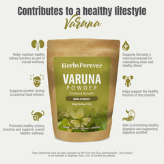 Herbsforever Varuna powder box packaging — convenient storage for a healthy routine.