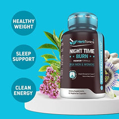 Herbtonics Night Time Burn & Sleep Complex valerian root illustration.